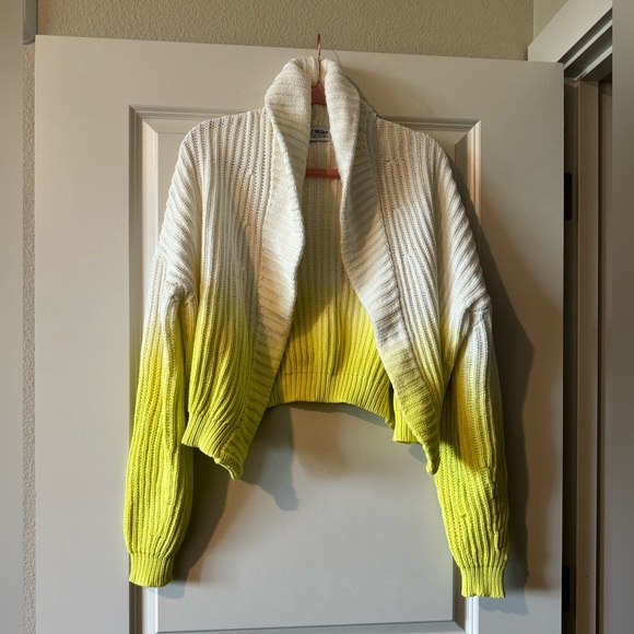 27 Miles Malibu Revolve Cardigan Sweater Ombre Yellow White Size Large EUC - Picture 1 of 4